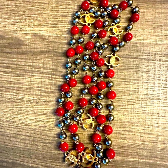 WOW POSHMARK - Authentic Chanel Superstar Red Silver Gold Iconic Necklace 52” - Picture 5 of 16